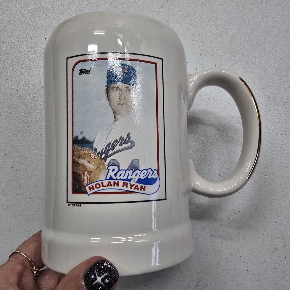 Vtg Texas Rangers Nolan Ryan Tops Sports Nostalgia Mug Coffee Cup Made In USA